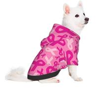 FuriTou Breast Cancer Awareness Small Pet Hoodies Soft Dogs Cats Sweatshirt Warm Dog Clothes Sweater with Hat Small