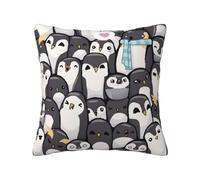 FuriTou Cute Cartoon Penguins Throw Pillow Cover Soft Plush Pillow Cases Cushion Covers for Sofa Bed 12"x12"