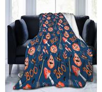 FuriTou Halloween Pumpkins and Ghosts Blankets Throw Blanket Lightweight Flannel Blanket Air Conditioning Blanket for Women Men All Season 50"x40"