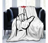 FuriTou I Love You Hand Sign ASL Heart Blankets Throw Blanket Lightweight Flannel Blanket Air Conditioning Blanket for Women Men All Season 50"x40"