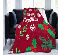 FuriTou Merry Christmas with Mistletoe Snowflakes Blankets Throw Blanket Lightweight Flannel Blanket Air Conditioning Blanket for Women Men All Season 60"x50"
