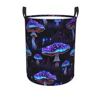 FuriTou Purple Mushrooms Laundry Basket Collapsible Laundry Hamper Toy Storage Bin Waterproof Clothes Organizer Basket With Handle Medium
