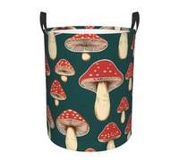 FuriTou Red Mushrooms Laundry Basket Collapsible Laundry Hamper Toy Storage Bin Waterproof Clothes Organizer Basket With Handle Medium