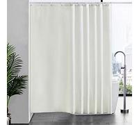 Furlinic Beige Shower Curtain Mould Proof Resistantand Waterproof Washable Polyester Fabric Bath Curtains with Weighted Hem 16 Hooks for Wetroom Extra wide 96x78 Inch.