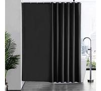 Furlinic Black Shower Curtains Extra Wide Bathroom Waterproof Fabric Washable Liner Mould Proof Sets With 16 PCS Plastic Hooks 96 x 78 244 x 200cm.