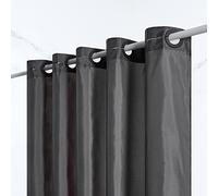 Furlinic Dark Grey Shower Curtain Polyester Mould Proof Resistantand Waterproof Washable Hookless Long Bath Curtains with Weight Tape for Wet Room 72x80 Inch.