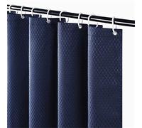 Furlinic Extra Long Shower Curtains for Bathroom Waterproof Mould Resistant Weighted Polyester Fabric 71x84 Inch Navy Set with 12 ADS Hooks 180 x 210cm.