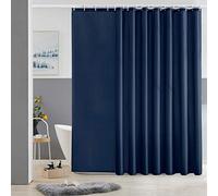Furlinic Extra Wide Shower Curtain Fabric Washable Mould Proof Waterproof for Bathroom Bath Curtains Sets With 18 PCS Plastic Hooks Navy 108 x 72 Inch 275 x 180cm.
