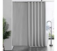 Furlinic Grey Shower Curtains Extra Wide Bathroom Waterproof Fabric Washable Liner Mould Proof Sets With 16 PCS Plastic Hooks 96 x 78 Inch 244 x 200cm.