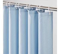 Furlinic Long Shower Curtain Grey Blue Waffle Waterproof Mildew Resistant Bath curtains Polyester Fabric Weighted for Bathroom with Hooks 71x84 Inch.