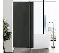 Furlinic Shower Curtain for Bathroom Wet Room Long Fabric Dark Grey 100×200 | Mould Proof and Mildew Resistant, Waterproof Washable, Polyester Bath Curtains, with 6 Hooks 39×78 Inch.
