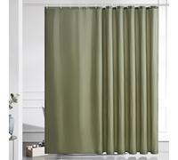 Furlinic Shower Curtain Mould Proof Resistant Wetroom Bathroom Polyester Fabric Sage Green Shower Curtains Liner Waterproof Rustproof Washable Weighted with 16 Hooks Extra Wide 244x200cm 96x78 Inch.