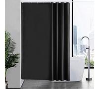 Furlinic Shower Curtain Mould Proof Resistantand Waterproof Washable Polyester Fabric Black Bath Curtains with Weight Tape 12 Hooks for Wetroom 72x78 Inch.