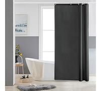 Furlinic Shower Curtain Mould Proof Resistantand Waterproof Washable Polyester Fabric Dark Grey Bath Curtains with Weight Tape 6 Hooks for Wetroom 33x72 Inch.