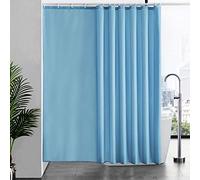 Furlinic Shower Curtain Mould Proof Resistantand Waterproof Washable Polyester Fabric Sky Blue Bath Curtains with Weighted Hem 16 Hooks for Wetroom Extra wide 96x78 Inch.