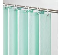 Furlinic Shower Curtain Waffle Bath Curtains Mildew Resistant Waterproof Polyester Fabric Long 120x210cm Green for Bathroom with Hooks 47x84 Inch.