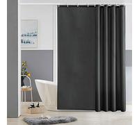 Furlinic Shower Curtain with Hooks Extra Long 100% Polyester Bathroom Shower Curtains Waterproof Dark Grey 180 x 180cm 72 x 72 Inch.