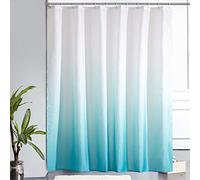 Furlinic Shower Curtains for Bathroom Mould Proof Resistantand 78x78 Inch Polyester Fabric Bath Curtain Waterproof Washable with 12 Hooks for Wetroom White to Turquoise 200x200cm.