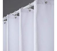 Furlinic Waffle Fabric Shower Curtains White Weighted Curtain Liner Waterproof for Wet Room with Hooks 71x71 Inch.