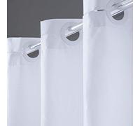 Furlinic White Fabric Shower Curtain Extra Wide Bath Waterproof Mildew Resistant Shower Curtains Ringless Washable for Wet Room Bathroom 240 x 183 cm 96 x 72 Inch.
