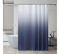 Furlinic Wide Shower Curtain Wterproof Mildew Resistant Gradient White to Blue Bath Curtains Fabric 200x200cm Weighted Hem with 12 Hooks 78x78 Inch.
