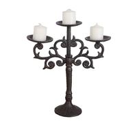 FURLOU Candelabra 3 Arms Candelabra Cast Iron Metal Candle Stand Antique Candlestick Decorative Candle Holders for Pillar Candles