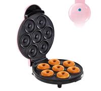 FURLOU Mini Donut Maker Machine, 7-Hole Non-Stick Electric Doughnut Maker, Double-Sided Heating, Modern Pink