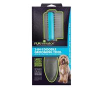 FURminator 2-in-1 Doodle Grooming Tool for Dogs, 1 Count, Dematting Tool with Comb for Mats, Tangles & Maintenance on Curly, Long, Silky & Wiry Coats