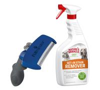 FURminator deShedding tool+Nature's Miracle Stain and Odour Remover Free! * - deShedding Tool L Long Hair Width 9.6cm + Nature's Miracle Cat & Dog Set-In Stain and Odour Remover (709ml)