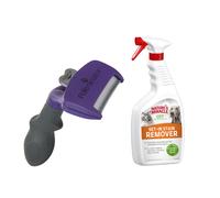 FURminator DeShedding Tool+Nature's Miracle Stain and Odour Remover Free! * - For Large Cats Long Hair + Set-In Stain and Odour Remover (709ml)