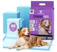 Furmora Puppy Pads 55 x 55 cm, Pack of 100 Medium Size Dog Training Mats, 6-Layer Super Absorbent Pee Pads, Leak-Proof Quick-Dry Toilet Sheets with Adhesive Corners for Indoor Potty Training