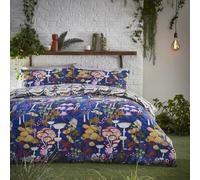 Furn Single Cobalt Blue Amanita Mushrooms Toadstools Reversible Duvet Cover Set