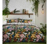 Furn Amanita Abstract Mushrooms Duvet Cover Set - Forest Green - Single - Forest Green - 50% Cotton/50% Polyester