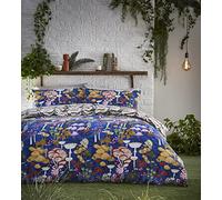 Furn. Amanita Duvet Cover & Pillowcase Set Blue/White/Brown