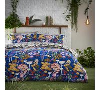Furn Amanita Mushroom Duvet Cover Set - Cobalt Blue - Double - Cobalt Blue - 50% Cotton/50% Polyester