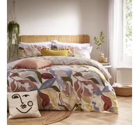 furn. Amarosa Duvet Cover Set - Hand-Painted Abstract Floral Reversible Bedding (Plaster - Super King)