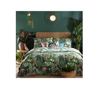 furn. Amazonia Rainforest Reversible Duvet Cover Set - Tropical Jungle Print with Wildlife & Botanicals (Single, Jade Green)