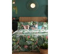 furn. Amazonia Rainforest Reversible Duvet Cover Set - Tropical Jungle Print with Wildlife & Botanicals (Super King, Jade Green)