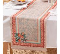 Furn Table Runner Anemone Peaches – Indoor/Outdoor, Washable Jacobean Floral – Multi 220×35 cm