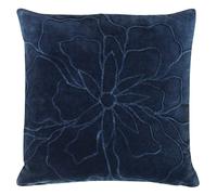 furn. Angeles Navy Floral Velvet Cushion - Size: 45 x 45cm - Blue - Wilko