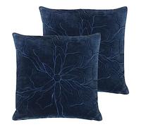 Furn. Angeles Polyester Filled Cushions Twin Pack Cotton Velvet Navy, Blue