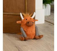 furn. Angus Doorstop - Orange Highland Cow Faux Fur Weighted Novelty Door Stopper (Ginger - 12x25x25cm)