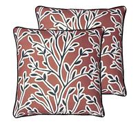 furn. Annika Floral Feather Filled Cushion - Twin Pack, Brick, 50 x 50cm