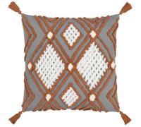 furn. Aquene Cushion Cover,Charcoal/Brick,50 x 50cm