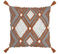 furn. Aquene Feather Filled Cushion, Charcoal/Brick, 50 x 50cm