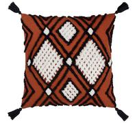 furn. Aquene Tufted Cotton Tasselled Feather Rich Filled Cushion