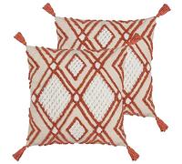 Furn. Aquene Tufted Tasselled Polyester Filled Cushion - Twin Pack,50 x 50cm