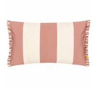 furn. Araya Striped Velvet Frilled Cushion Cover, Pink