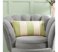 furn. Araya Striped Velvet Frilled Polyester Filled Cushion