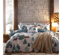 furn. Arcticus Animal Duvet Cover Set - Blue Cotton - Size King